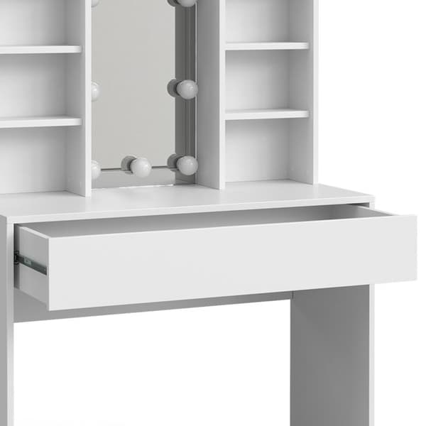 Vicco Alexa sminkbord, Vit, 93 cm med LED-belysning