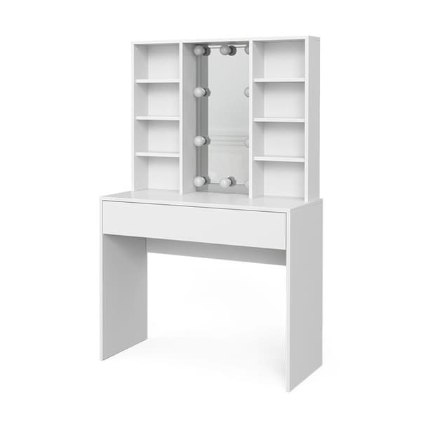 Vicco Alexa sminkbord, Vit, 93 cm med LED-belysning