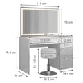 Miniatyrbild 3 av 6: Vicco Adela sminkbord, Vit Högglans, 115 cm med LED-spegel och pall