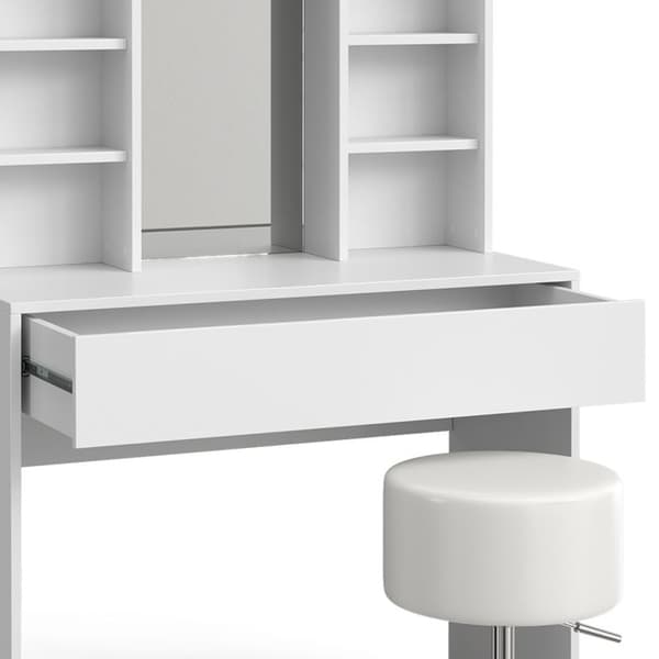 Vicco Alexa sminkbord, Vit, 93 cm med pall