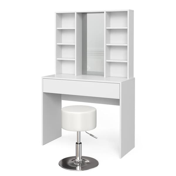 Vicco Alexa sminkbord, Vit, 93 cm med pall