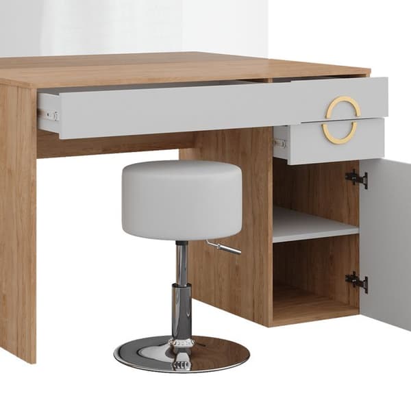 Vicco Adela sminkbord, Vit, 115 cm med pall