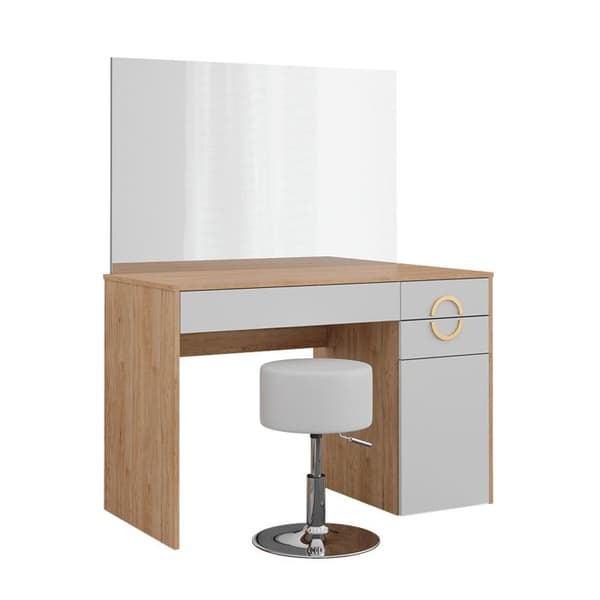 Vicco Adela sminkbord, Vit, 115 cm med pall