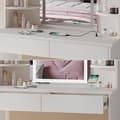 Miniatyrbild 5 av 6: Vicco Charlotte sminkbord, Vit, 106 cm med LED-spegel, QI-laddare och bänk