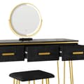 Miniatyrbild 6 av 6: Vicco Layla sminkbord, Svart Högblank, 100 cm med LED-spegel och pall