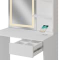 Miniatyrbild 6 av 6: Vicco Dekos sminkbord, Vit, 75 cm med LED-spegel, QI-laddare och bänk