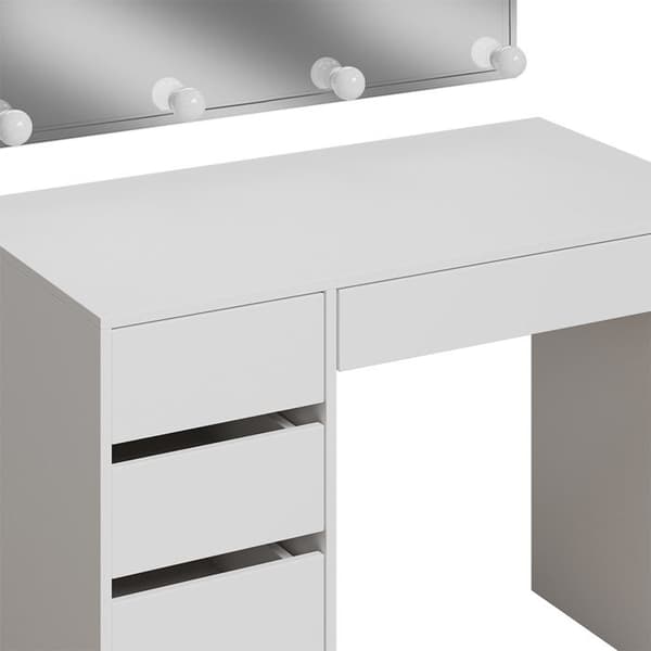 Vicco Thalia Sminkbord, Högglansvit, 100 cm med LED-belysning