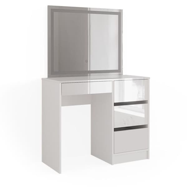 Vicco Sherry sminkbord, Högblank vit, 90 cm med LED-spegel