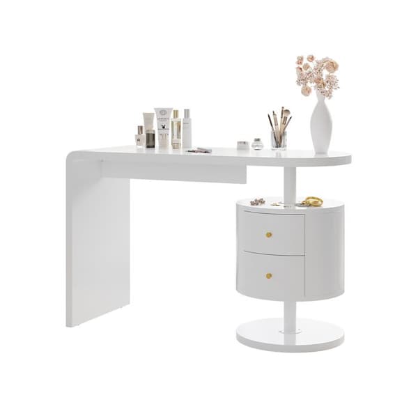 Vicco Lara sminkbord, Vit Högblank, 120 cm med pall