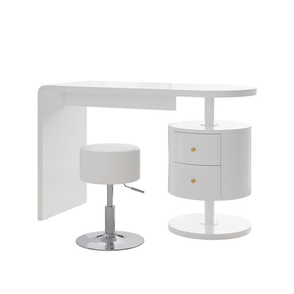 Vicco Lara sminkbord, Vit Högblank, 120 cm med pall