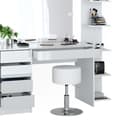 Miniatyrbild 6 av 6: Vicco Sherry Sminkbord, vit högglans, 4 delar, med förvaringshylla, spegel, pall, LED