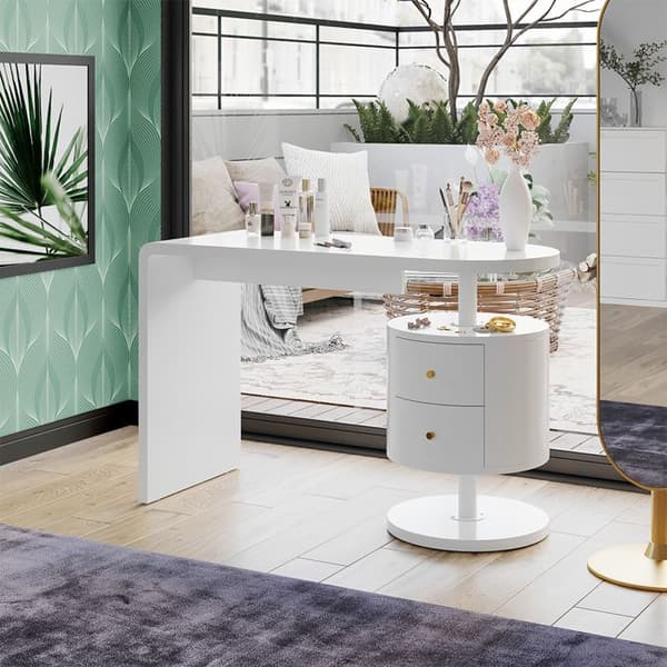 Vicco Lara Sminkbord, Vit Högglans, 120 cm med 2 lådor