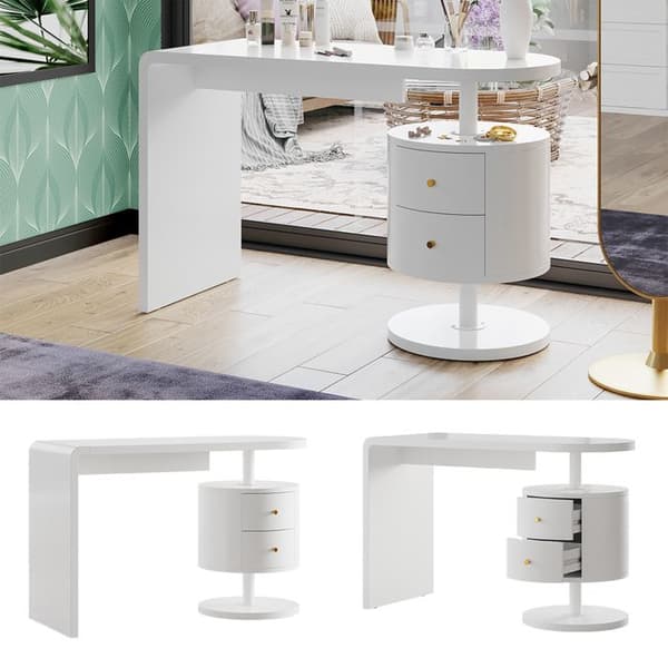 Vicco Lara Sminkbord, Vit Högglans, 120 cm med 2 lådor