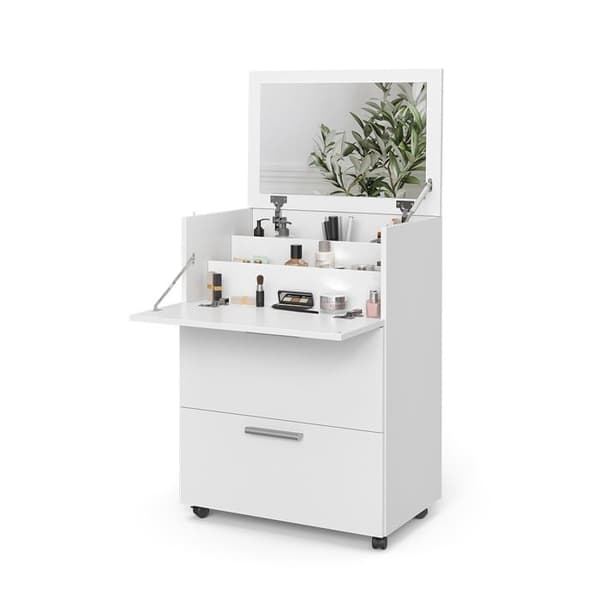 Vicco Hanna sminkbord, Vit, 65,8 cm med 2 lådor