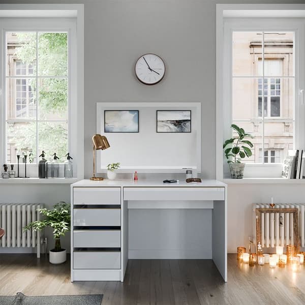 Vicco Sherry Sminkbord, Vit Högglans, 120 cm utan spegel
