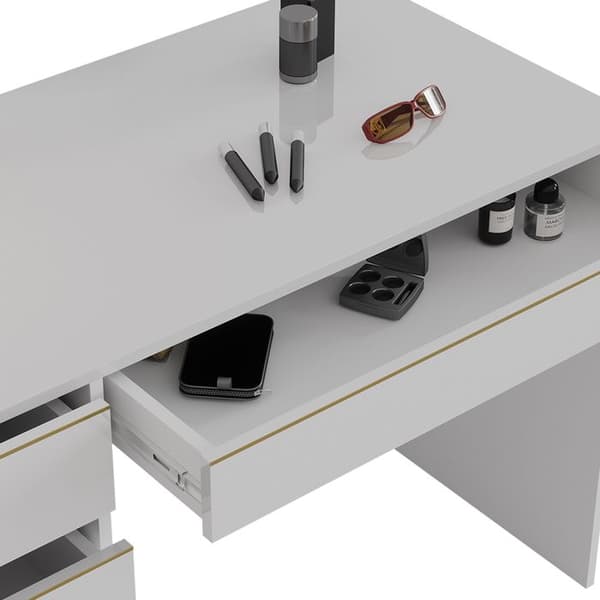Vicco Sherry Sminkbord, Vit Högglans, 120 cm utan spegel