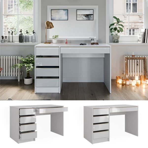 Vicco Sherry Sminkbord, Vit Högglans, 120 cm utan spegel