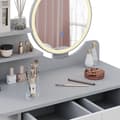 Miniatyrbild 6 av 6: Vicco Edda Sminkbord, Grå, 80 cm med LED-belysning och pall