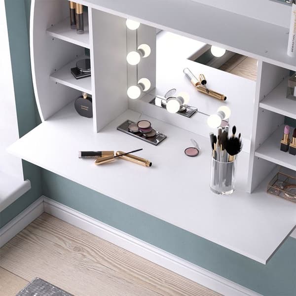 Vicco Max sminkbord, Vit, 110 cm med LED-belysning