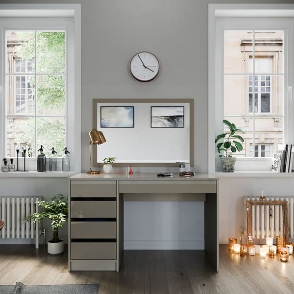 Vicco Sherry Sminkbord, Gloss Grå, 120 cm utan spegel