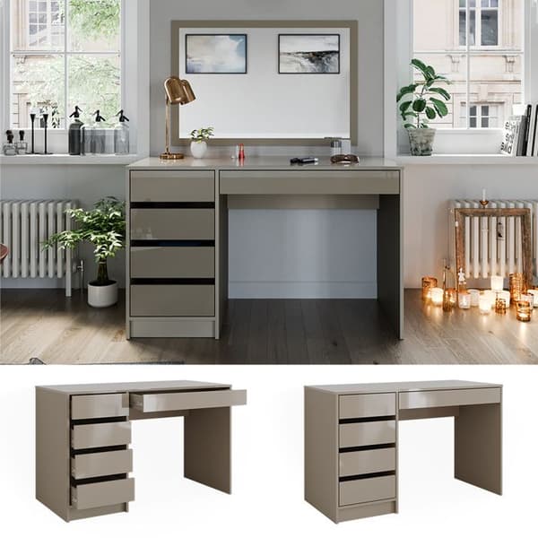 Vicco Sherry Sminkbord, Gloss Grå, 120 cm utan spegel