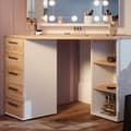 Miniatyrbild 5 av 6: Vicco Sofia sminkbord, Vit/Sonoma, 128,4 cm med LED-belysning
