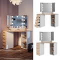 Miniatyrbild 2 av 6: Vicco Sofia sminkbord, Vit/Sonoma, 128,4 cm med LED-belysning