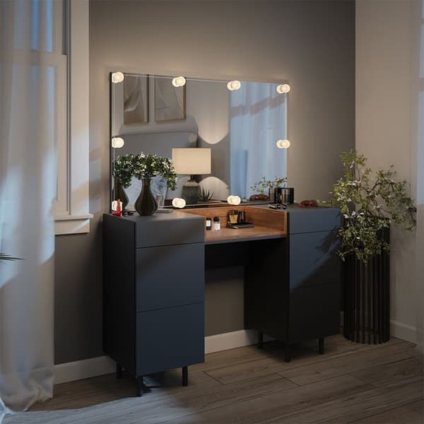 Vicco Anika sminkbord, antracit, 120 cm med LED-belysning