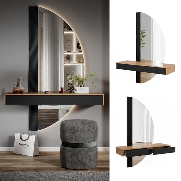Melisa sminkbord, 120 cm med 2 lådor, Grå, Vicco
