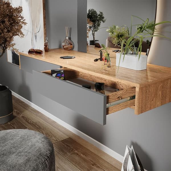Melisa sminkbord, 120 cm med 2 lådor, Grå, Vicco
