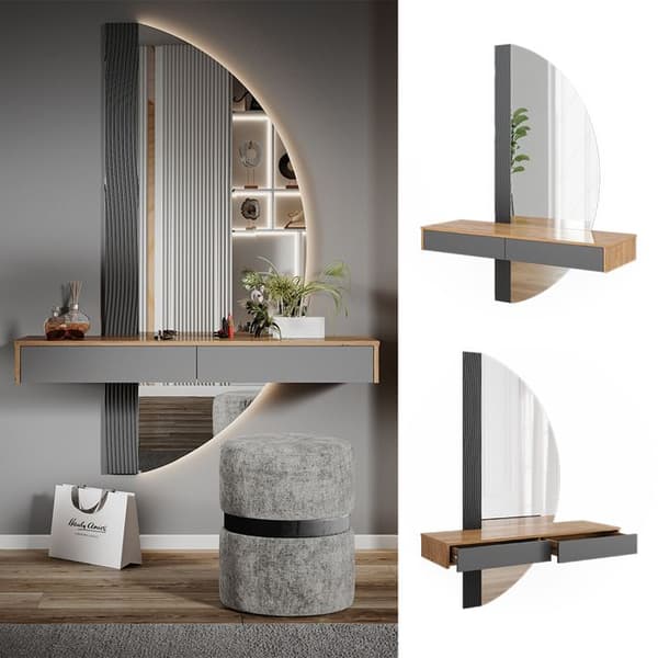 Melisa sminkbord, 120 cm med 2 lådor, Grå, Vicco