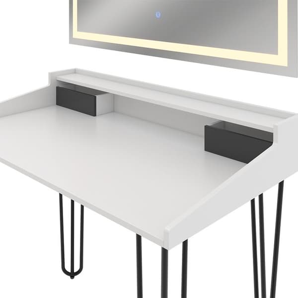 Sannar sminkbord, 110 cm med LED-spegel, Vit, Vicco