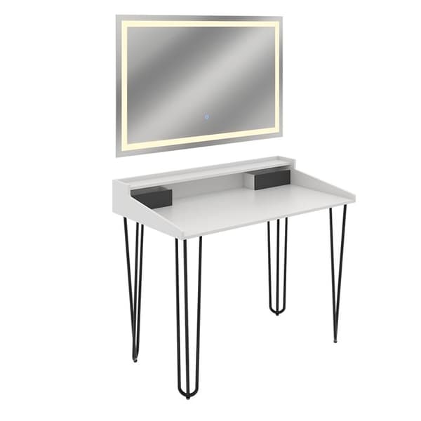 Sannar sminkbord, 110 cm med LED-spegel, Vit, Vicco