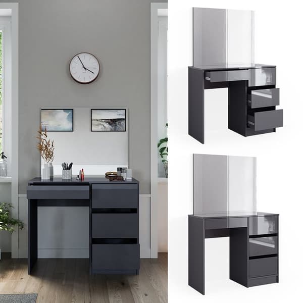 Sherry sminkbord, 90 cm med spegel, antracit, Vicco