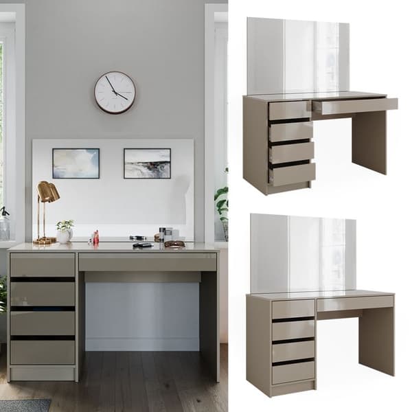 Sherry sminkbord, 120 cm med spegel, Greige, Vicco