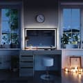 Miniatyrbild 4 av 6: Sherry sminkbord, 120 cm med LED-spegel och pall, Greige, Vicco