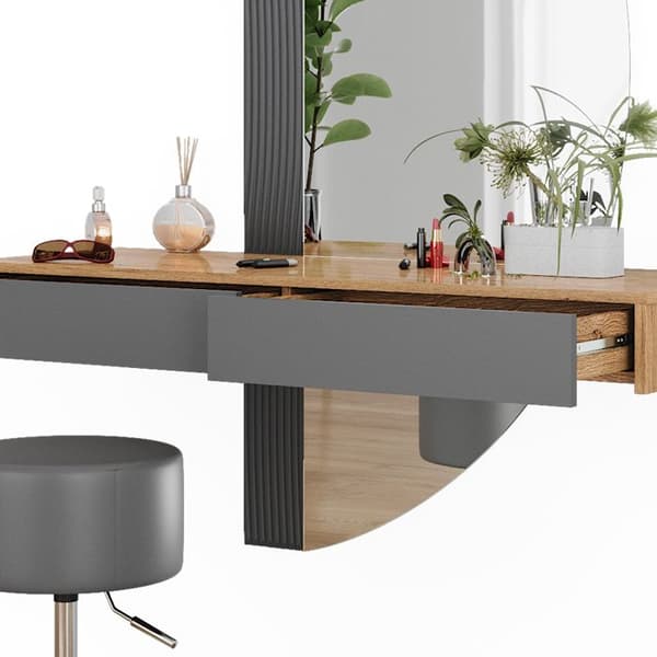Melisa sminkbord, 120 cm med belysning och pall, Grå, Vicco