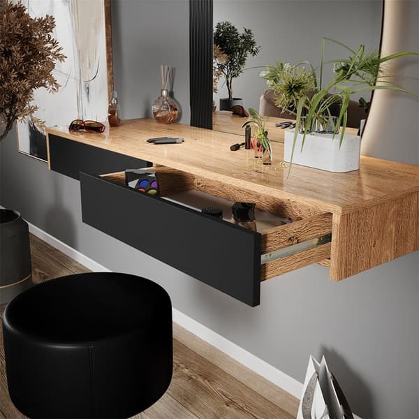 Melisa sminkbord, 120 cm med belysning och pall, Grå, Vicco