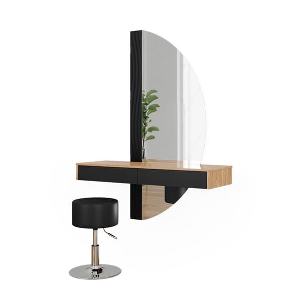 Melisa sminkbord, 120 cm med belysning och pall, Grå, Vicco