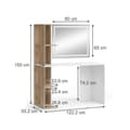 Miniatyrbild 3 av 6: Torntoalettbord, 122,2 cm med LED-spegel, Vit/Sonoma, Vicco