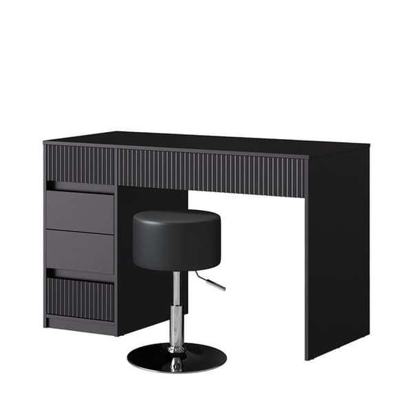 Omira sminkbord, 120 cm med pall, Svart, Vicco