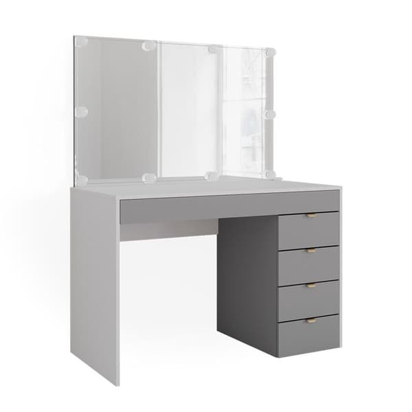 Elise sminkbord, 115 cm med LED-belysning, Vit/grå/grå, Vicco