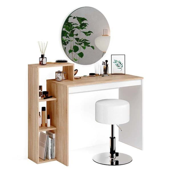 Leo sminkbord, 100 cm med spegel och pall, Sonoma, Vicco
