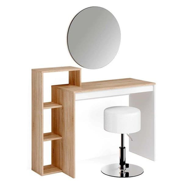 Leo sminkbord, 100 cm med spegel och pall, Sonoma, Vicco