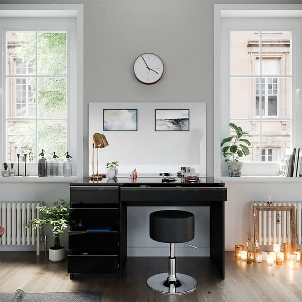 Sherry sminkbord, 120 cm med pall, Svart, Vicco