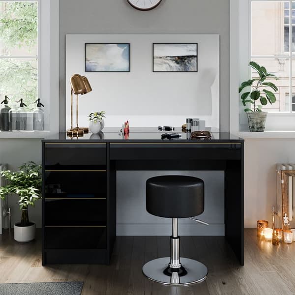 Sherry sminkbord, 120 cm med pall, Svart, Vicco