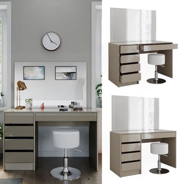 Sherry sminkbord, 120 cm med pall, Greige, Vicco