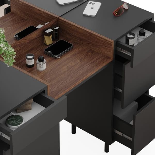 Anika sminkbord, 120 cm med pall, antracit, Vicco