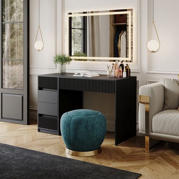 Omira, 120 cm med LED-spegel, Svart, Vicco