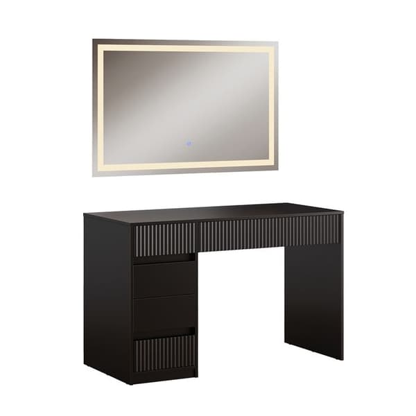 Omira, 120 cm med LED-spegel, Svart, Vicco